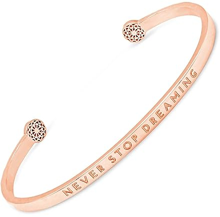 SIMPLE PLEDGE | Never Stop Dreaming Armreif | Armband Damen mit Gravur in Silber, Gold, Roségold | Perfekt als Schmuck Geschenk | Blindgravur