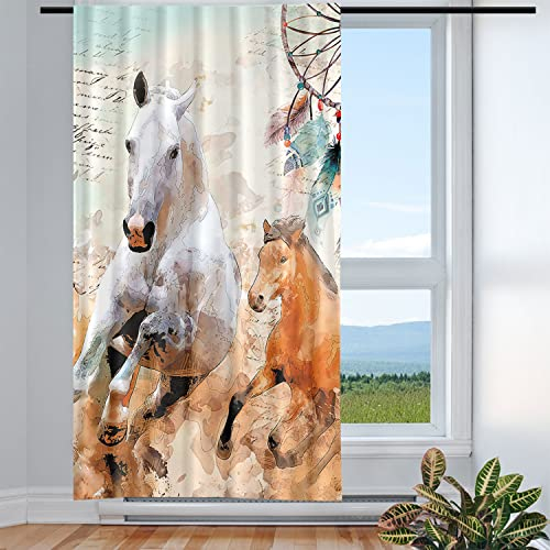 Violetpos Vorhänge Gardinen für Wohnzimmer Schlafzimmer 1 Stück Retro TraumFänger Pferd 117x138cm W/H
