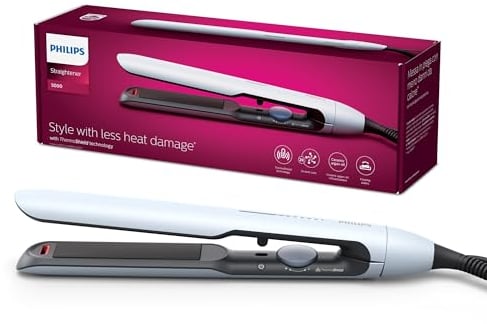 Philips Plancha de pelo serie 5000 con Tecnología ThermoShield, Iones, Placas de 105mm de Largo Flotantes con Aceite de Argan, 50% más rapida, BHS530/00, Malva