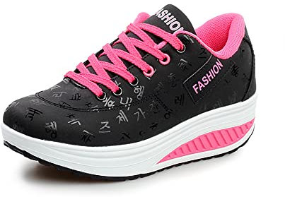 700-INK Donna Plateau Sneakers Scarpe Casual con Zeppa Scarpe da Passeggio Antiscivolo per Sport, Corsa, Outdoor Rose 38