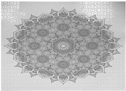 ABAKUHAUS Mandala Puzzle, Mandala Ottoman Blumen, Heirloom-Qualität lustige Aktivität für die Familie langlebiger Karton, 1000 Stücke, Schwarz-Weiss
