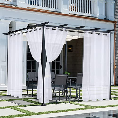 YangAera Outdoor Vorhang Transparent mit Ösen 1 Stücke B155xH213cm Wasserdicht Sichtschutz Sonnenschutz Outdoor Gardinen, Outdoorvorhänge für Balkon Terrasse & Pavillon Pergola