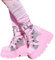 ORANDESIGNE Donne Punta Rotonda Stivali Lunghi Tacco Grosso Stivali con Piattaforma Moda Stivali da Cavaliere Goth Punk Scarpe da Festa Stivali da Motociclista F Rosa 43 EU
