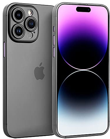 doupi Ultra Slim Hülle kompatibel mit iPhone 14 Pro (6,1 Zoll), Ultra Dünn Fein Matt Case Handyhülle Cover, schwarz