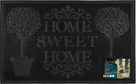JVL Home Sweet Home Scraper Rubber Pin Doormat, 45x75cm
