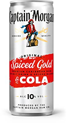 Captain Morgan Original Spiced Gold & Cola Mix-Getränk | Premium Rum Blend in erfrischender Kombo | Jetzt in der handlichen Dose für unterwegs | 10% vol | 1 x 250 ml EINWEG Mehrverpackung