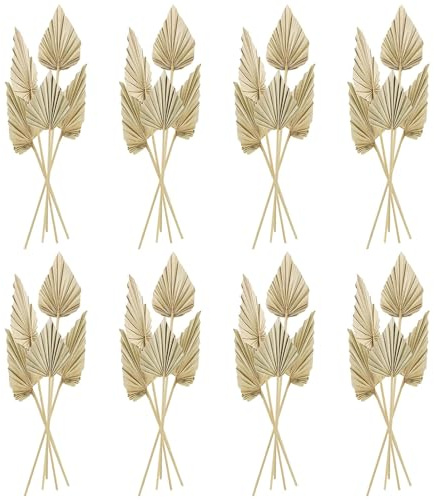 Cenkaiyang 40 Pcs Boho Dried Palm Spears Leaves, Real Palm Fans with Stem, Natural Dried Leaf Boho Home Decor for Vase, Wedding, Office, Home (40 Pieces)