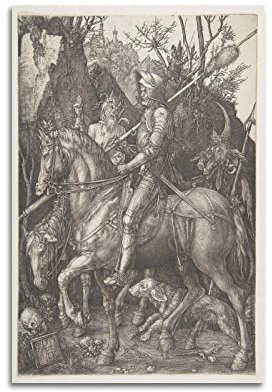 Albrecht Durer Maler-Kunstwerk – (Ritter, Tod und Teufel) Druckposter Geschenke Leinwand Gemälde Wandkunst Dekorative Bild Drucke Moderne Dekoration 60 x 90 cm