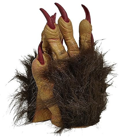 Starsouce Halloween Werwolf Handschuhe mit Krallen Rote Nägel Horror Latex Wolf Handschuhe Halloween Kostüm Party Cosplay Requisiten, hautfarben, Large