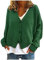 AMhomely Knitted Cardigan UK Long Sleeve Open Front Sweater Coats Plain Knitted Cropped Jumper Jacket Cardigan V Neck Button Down Cardigan Knitwear Solid Ribbed Cuffs Sweater Outwear Green XXL