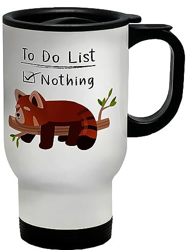 Shopagift Funny Red Panda Travel Mug Lazy Sleeping Nothing Gift Stainless Steel 14oz Cup
