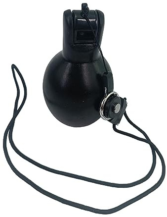 Fonowx Pfeife Sport Handpfeife, Sportpfeife mit Umhängeband, Trillerpfeife für Trainer, Schiedsrichter Pfeife, Hand Squeeze Whistles für Schiedsrichter, Sportlehrer, Hundetrainer, Schwarz