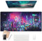 EkuaBot Cyberpunk Large Gaming Mouse Pad (35.4×15.7 in, 3mm Thick), Non-Slip Rubber Base and Reinforced Lock Edges, XXL Extended Mousepad for Work, Game, Desk mat, Desktop Decoration