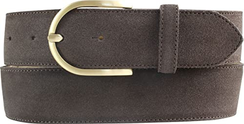 BELTINGER Damen-Gürtel aus Veloursleder 4 cm | Velour-Gürtel für Damen 40mm | Wildleder-Gürtel 4cm mit goldener Gürtelschnalle