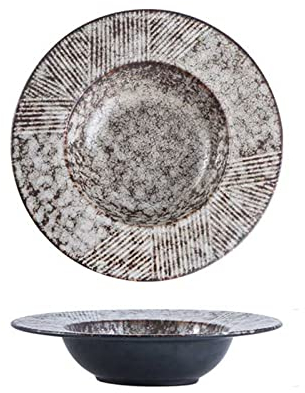 ZzzaNa Plato de Sombrero de Paja Creativo de Estilo palaciego, Plato Hondo Redondo de cerámica, Plato de Sopa, Plato de Cena de Hotel, Plato de Cena, Plato de Pasta for el hogar Cuencos