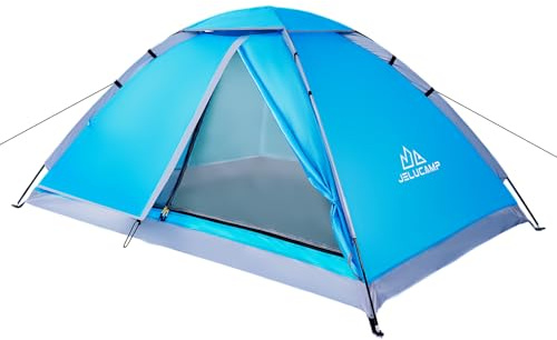 JELUCAMP Kuppelzelte für 1/2 Personen, wasserdicht, leicht, tragbar, Rucksackzelt, klein, einfach aufzubauen, Outdoor-Camping, Wanderzelt für Erwachsene, Blau