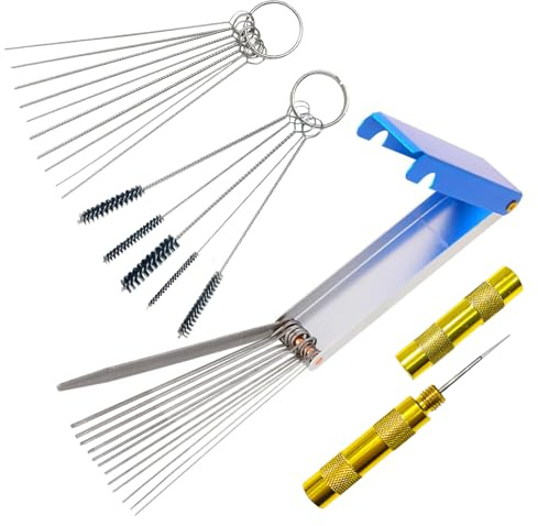 29 Pcs Carb Carburetor Cleaner, Aluminum Box (Containing 13 Needles), 1 Scraper,5pcs Nylon Brush, 10pcs Steel Needle, Cleaning Tool for Motorcycle And Car Engines
