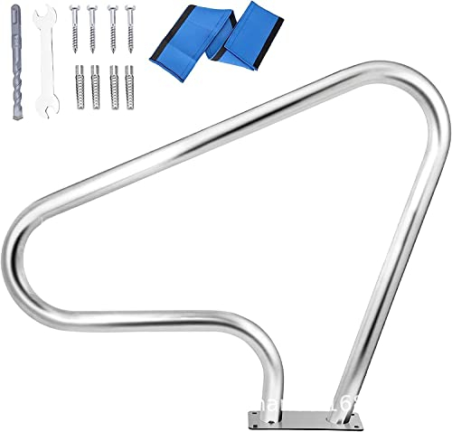 Pool-Handlauf, Schwimmbad-Sicherheits-Treppengeländer, Edelstahl-Treppen-Pool-Handlauf, Pool-Geländer mit Grundplattenzubehör (Silber 39 x 32 Zoll/99 x 81 cm)
