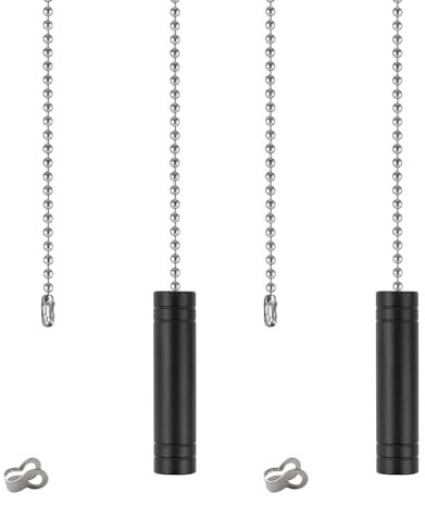 UYUYong 2Pcs Bathroom Light Pull Cord Black 4cm Pull Cord Handle Light Cylindrical Pull Cord Extension with 150cm Cord Connector for Bathroom Toilet Light Ceiling Light Fan Switch
