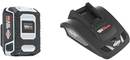 Briggs & Stratton 18V Lithium-Ion 2.5Ah Battery for Murray, Sprint 18V, with USB Port, 3-Year Warranty, 1697532 & 1697083 18V Charger for Battery