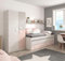 möbelando Jugendzimmer-Set >NUBE< in Alpen-Weiß/Grau/Rosa - 199x65x96 (BxHxT)