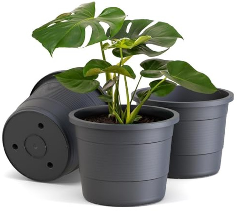 Plastard Blumentopf 3er-Set Ø 54 cm rund – Anthrazit, Pflanzkübel 78 Liter | Witterungs- UV- & frostbeständig, Pflanzkübel für Garten, Balkon & Terrasse, Pflanztopf mit Überlauf, Deko Blumenkübel
