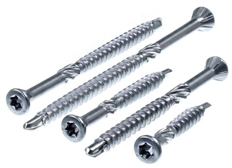 SECCARO Lot de 100 vis pour construction en bois avec tête décorative 3,2 x 30 mm, acier inoxydable C1, pointe de forage et nervures d'épluchage, TX/six pans creux