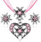 Qintora 3 Stuck Trachtenschmuck Set Bayerisch Dirndlschmuck Trachtenkette,Trachtenschmuck Damen Set,Strass Edelweiß Herz Anhänger,Dirndn Edelweiß Accessoires Anhanger Und Ohrstecker (Rosa)