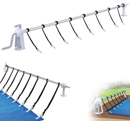 XMTECH Aufrollsystem Poolaufroller Aufrollvorrichtung Pool Aufroller Verstellbar Aluminium Teleskoprohr, Aufrollsystem für Poolplane Abdeckung Solarfolie Witterungsbeständiges (Typ C, 1,05m-6,15m)
