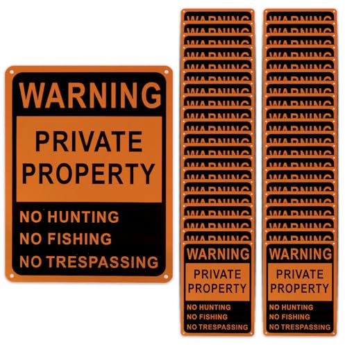 Schild mit Aufschrift No Trespassing, wetterfest, 25,4 x 17,8 cm, reflektierend, Aluminium, Warnschilder, Warnschild für die Jagd, Angeln, drinnen und draußen (40 Stück, 25,4 x 17,8 cm)