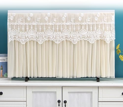 LIANTIAN Universal-TV-Abdeckung für den Innenbereich, staubdichte und dekorative TV-Abdeckungen mit offener Frontklappe, für Gebogene Flachbildfernseher(White,150 * 90cm)