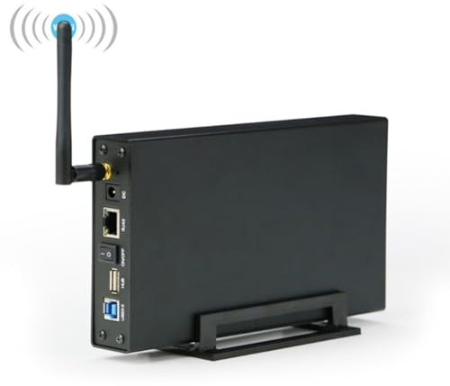 CAIONPLE Casella Portatile per HDD SSD da 3,5 Pollici, USB3.0, RJ45, Ethernet, Nas, Server di Streaming di Rete, Archiviazione, per Case, Spina UE