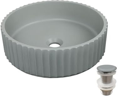 MOB-IN IVILI - Lavabo de hormigón estructurado (39,8 x 39 x 8 cm) + desagüe
