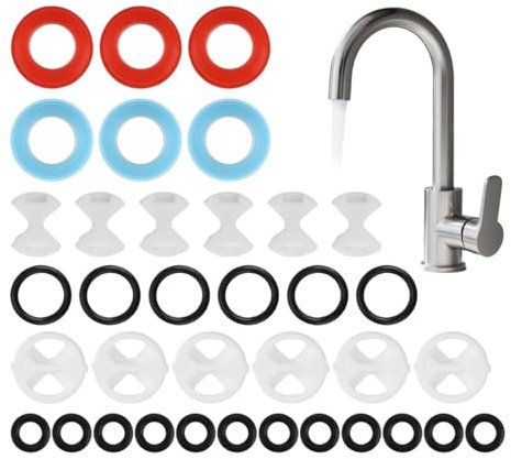Assortiment de 72 rondelles de robinet – Kit de réparation de robinet mitigeur pour robinets qui fuient dans les salles de bains, cuisines et bureaux