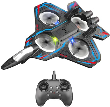 SKENGWEL Avion télécommandé sans fil avec 2 piles, mousse 2,4 GHz avion télécommande avec lumière froide