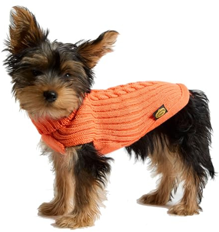 Fashion Dog Hundepullover aus Merinowollmischung - orange (43 cm) - Strickpullover für Hunde mit Rollkragen