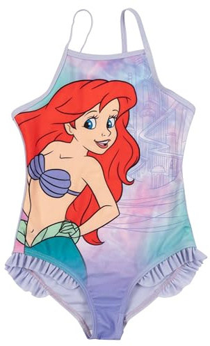 Disney Arielle Badeanzug mit Rüschen für Mädchen - Kinder Schwimmanzug Einteiler Lila