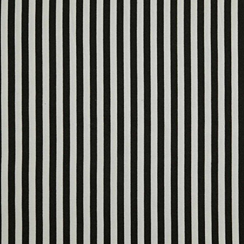 HOMESCAPES Schwarz-Weiß gestreifter Baumwollstoff Meterware 150 cm breit, Streifen-Stoff zum Nähen, Dekostoff gestreift, Oeko-Tex Stoff 100% Baumwolle, Vorhangstoff schwarz weiß