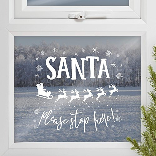 Ginger Ray Santa Stop Here Window Removable Sticker Decoratio Novelty Christmas