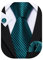 Barry.Wang - Corbatas formales para hombre, de seda con pañuelo y gemelos, para bodas negocios. Verde Verde azulado 5030 Talla única