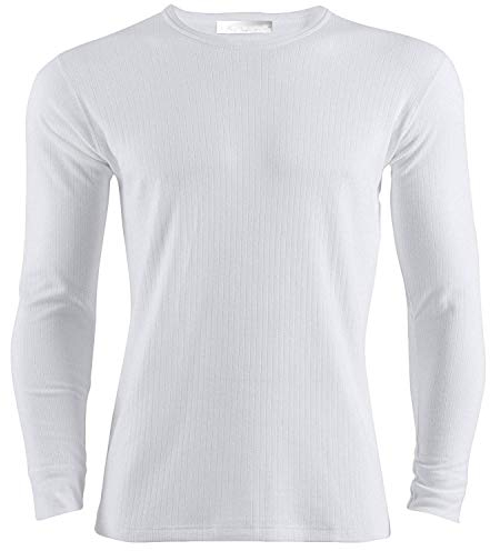 Mens Thermal Long Vest Full Sleeve Top Extreme Warm Winter Heat Ski Wear Size S-XXL (Medium, White)