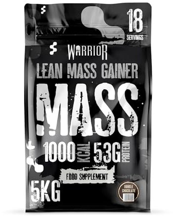 Warrior Mass Protein Powder – 5kg – Serious Mass Gainer – High Calorie, Weight Gain Supplement – 61g of Protein, 18 Servings, 1000+ Calories Shake, Supports Muscle Growth (Double Chocolate, 5kg)