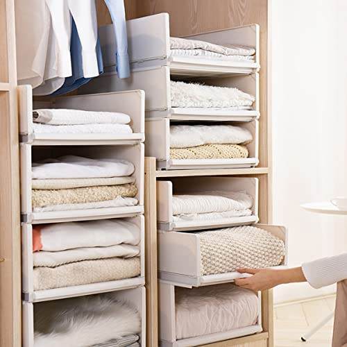 Mdurian Stapelbare Regal Kleiderschrank Organizer Schubladenbox Teiler Kleideraufbewahrungskorbhalter Schrank-Organizer für Kleidung Küchen Schlafzimmer