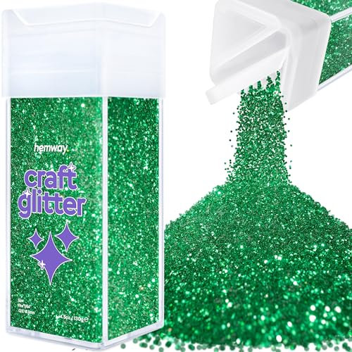 Hemway Premium Craft Glitter Shaker - Emerald Green | 130g Fine Metallic Flake Sequins for Resin & Epoxy Crafts | Craft Supplies for Festival, Tumblers, Body, Face, Eye & Nail Art