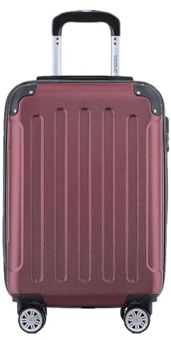 BEIBYE- Hartschalenkoffer Koffer Trolley Rollkoffer Reisekoffer Zahlenschloß 4 Zwilings-Rollen (Burgundy, Small-55cm)