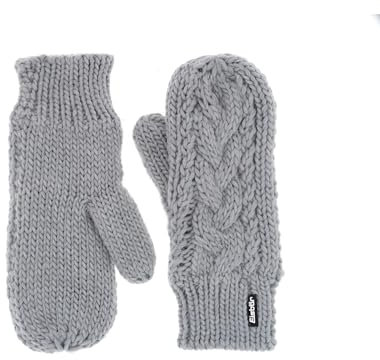 Eisbär Tonella Fäustlinge Strickhandschuhe Fausthandschuhe Damen - Made in Austria mit Futter, Futter Winter Herbst-Winter - One Size grau