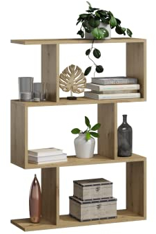 MATKAM BASK 3 Bücheregal aus Holzspanplatten, B/H/T 76,4x107x28cm, Standregal, Würfelregal, freistehend, perfekt als Raumtrenner, in verschiedenen Ausführungen erhältlich (Artisan Eiche)