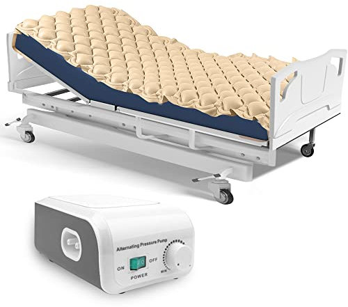 Kyltoor Wechseldruckmatratze gegen Wundliegen Bettunterlage gegen Wundliegen für Krankenhausbett inklusive aufblasbarer Luftmatratze und leiser Pumpe, zur Linderung von Bettwunden und zur Behandlung