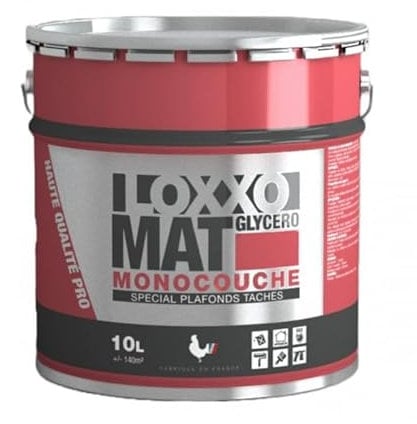 LOXXO - Loxxo Peinture Glycéro - Spécial Plafonds tachés - Monocouche - Blanc Mat - Conditionnement 10L, Couleur BLANC