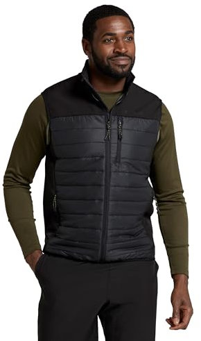 Mountain Warehouse Turbine Mens Padded Gilet - Lightweight Body Warmer, Padded Insulation Vest, Zipped Pockets Sweater - Ideal for Spring Summer Camping, Travelling, Hiking Black 3XL